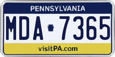 PA license plate MDA7365