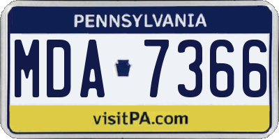 PA license plate MDA7366