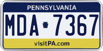 PA license plate MDA7367