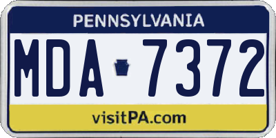 PA license plate MDA7372