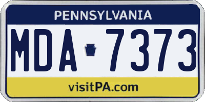 PA license plate MDA7373