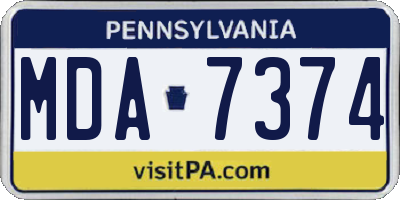PA license plate MDA7374