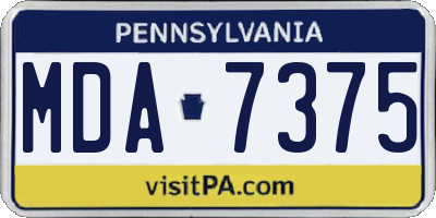 PA license plate MDA7375