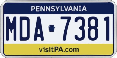PA license plate MDA7381