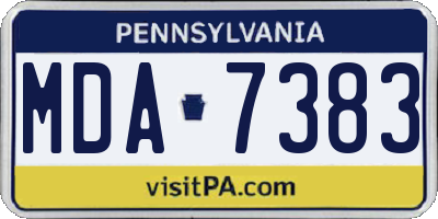 PA license plate MDA7383