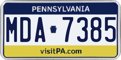 PA license plate MDA7385