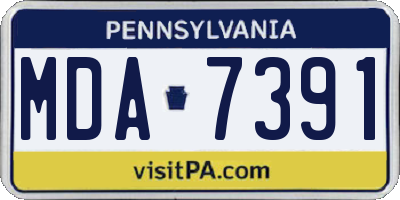 PA license plate MDA7391