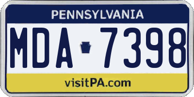 PA license plate MDA7398