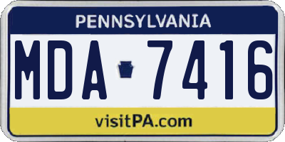PA license plate MDA7416
