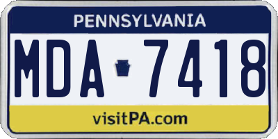PA license plate MDA7418