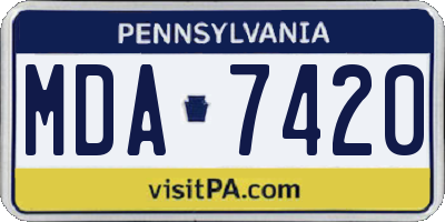 PA license plate MDA7420