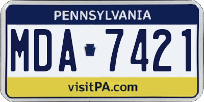PA license plate MDA7421