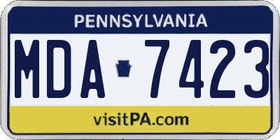 PA license plate MDA7423