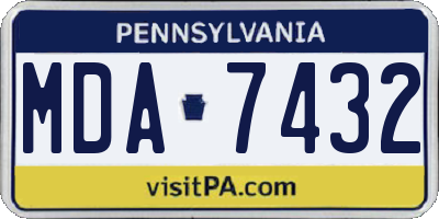 PA license plate MDA7432