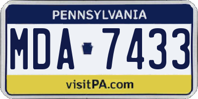 PA license plate MDA7433