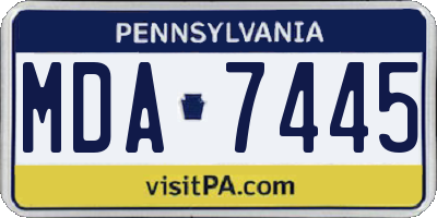 PA license plate MDA7445