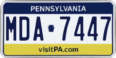 PA license plate MDA7447
