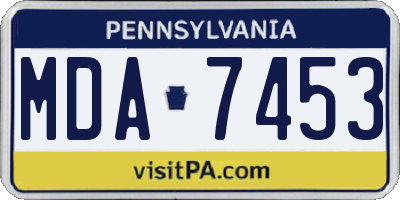 PA license plate MDA7453