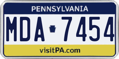 PA license plate MDA7454