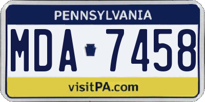 PA license plate MDA7458