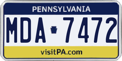 PA license plate MDA7472