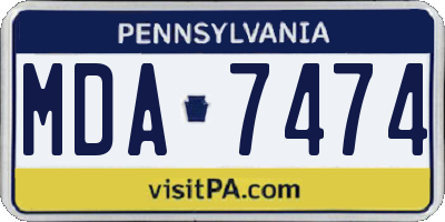 PA license plate MDA7474
