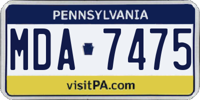 PA license plate MDA7475
