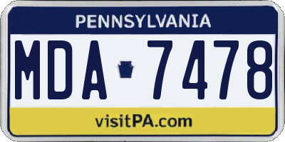 PA license plate MDA7478