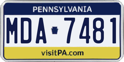 PA license plate MDA7481
