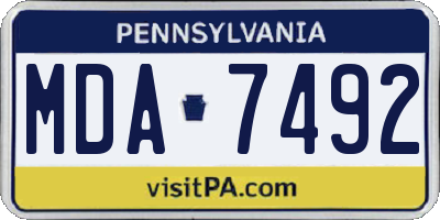 PA license plate MDA7492