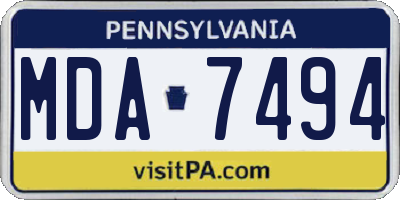 PA license plate MDA7494
