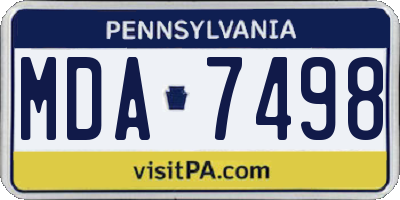 PA license plate MDA7498