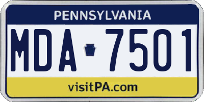PA license plate MDA7501