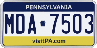 PA license plate MDA7503