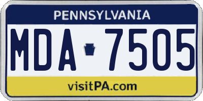 PA license plate MDA7505