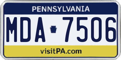 PA license plate MDA7506