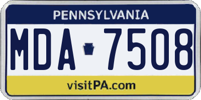 PA license plate MDA7508