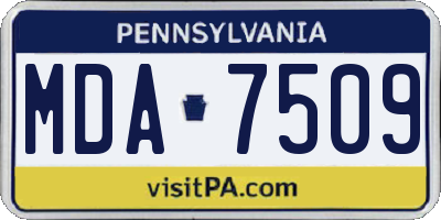 PA license plate MDA7509