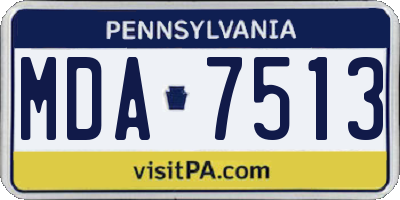 PA license plate MDA7513