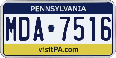 PA license plate MDA7516