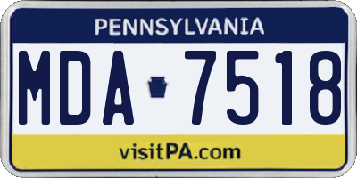 PA license plate MDA7518