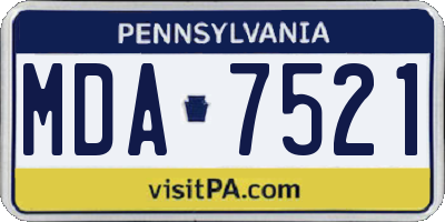 PA license plate MDA7521