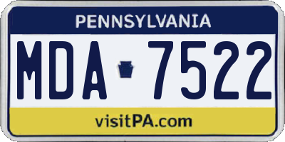 PA license plate MDA7522