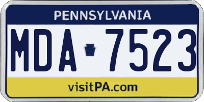 PA license plate MDA7523