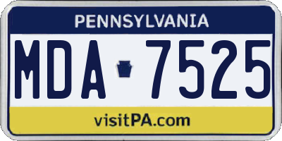 PA license plate MDA7525
