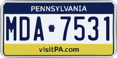 PA license plate MDA7531