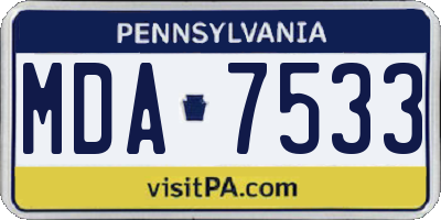 PA license plate MDA7533