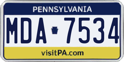 PA license plate MDA7534