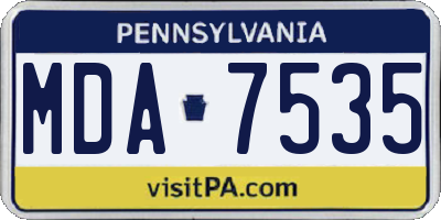 PA license plate MDA7535