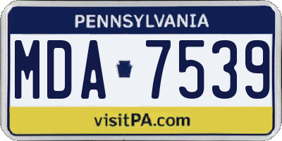 PA license plate MDA7539